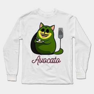 Crazzy Avocato Cat Avocado Vegan And Cat Lover Kitten Long Sleeve T-Shirt